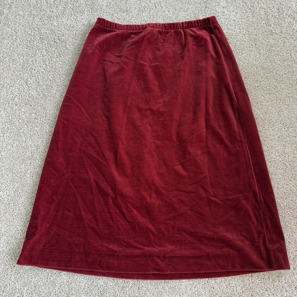 Vintage ACT III Skirt Womens 18 Red Velvet A-Line Long Elastic Waist USA